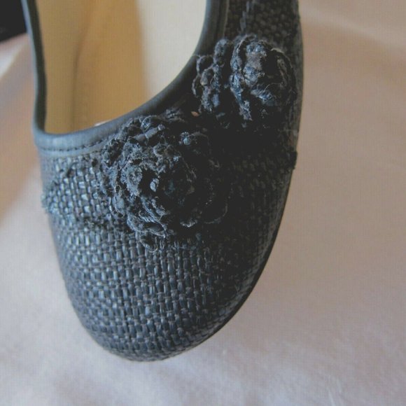 ANN TAYLOR STRAW (NATURAL FIBERS) AND LEATHER FLORAL LOAFERS - BALLET FLAT - 7M - Picture 7 of 7